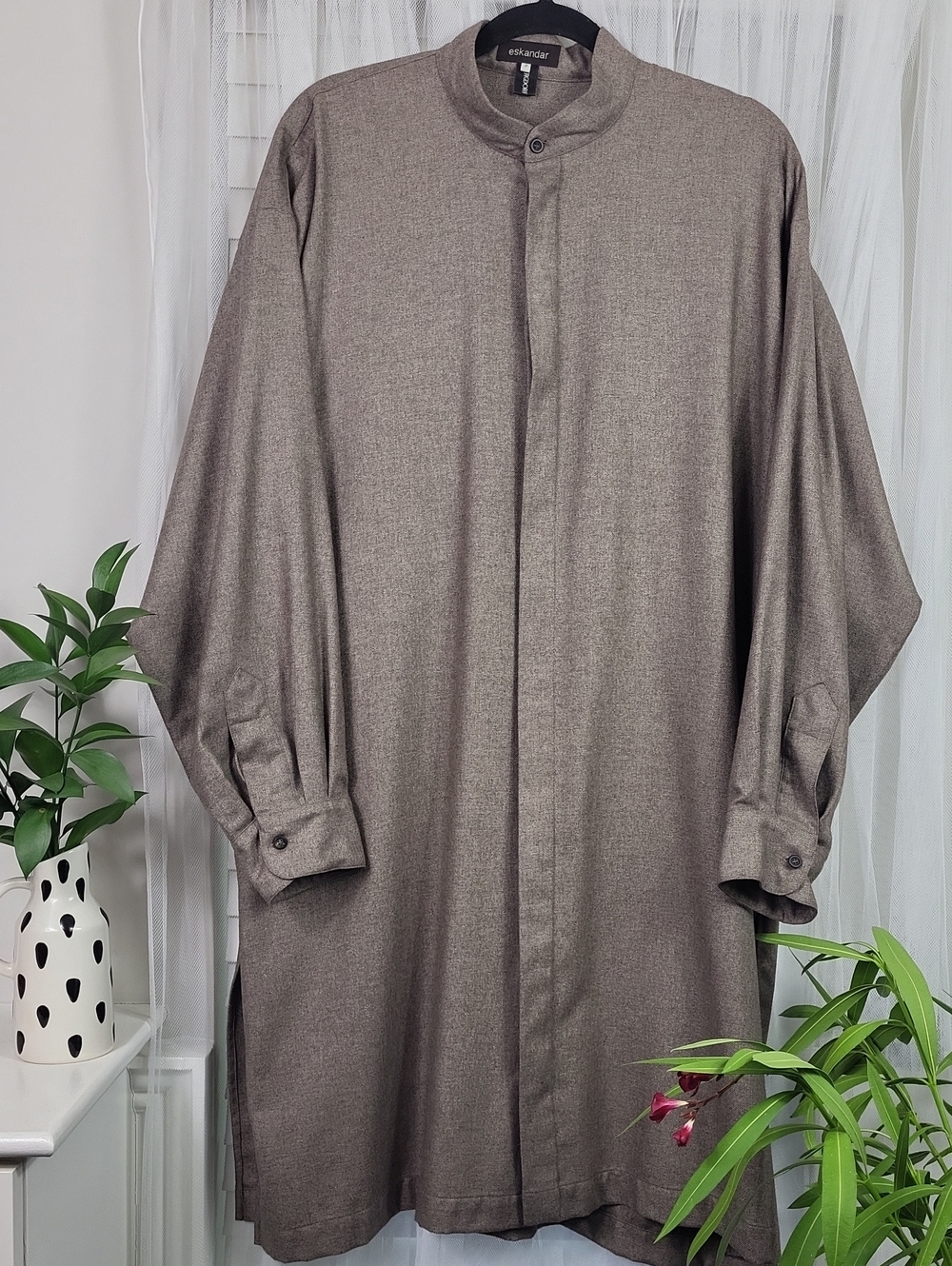 Eskandar x Bergdorf Goodman light shirt coat Cashmere Silk Blend. Size L/XL US